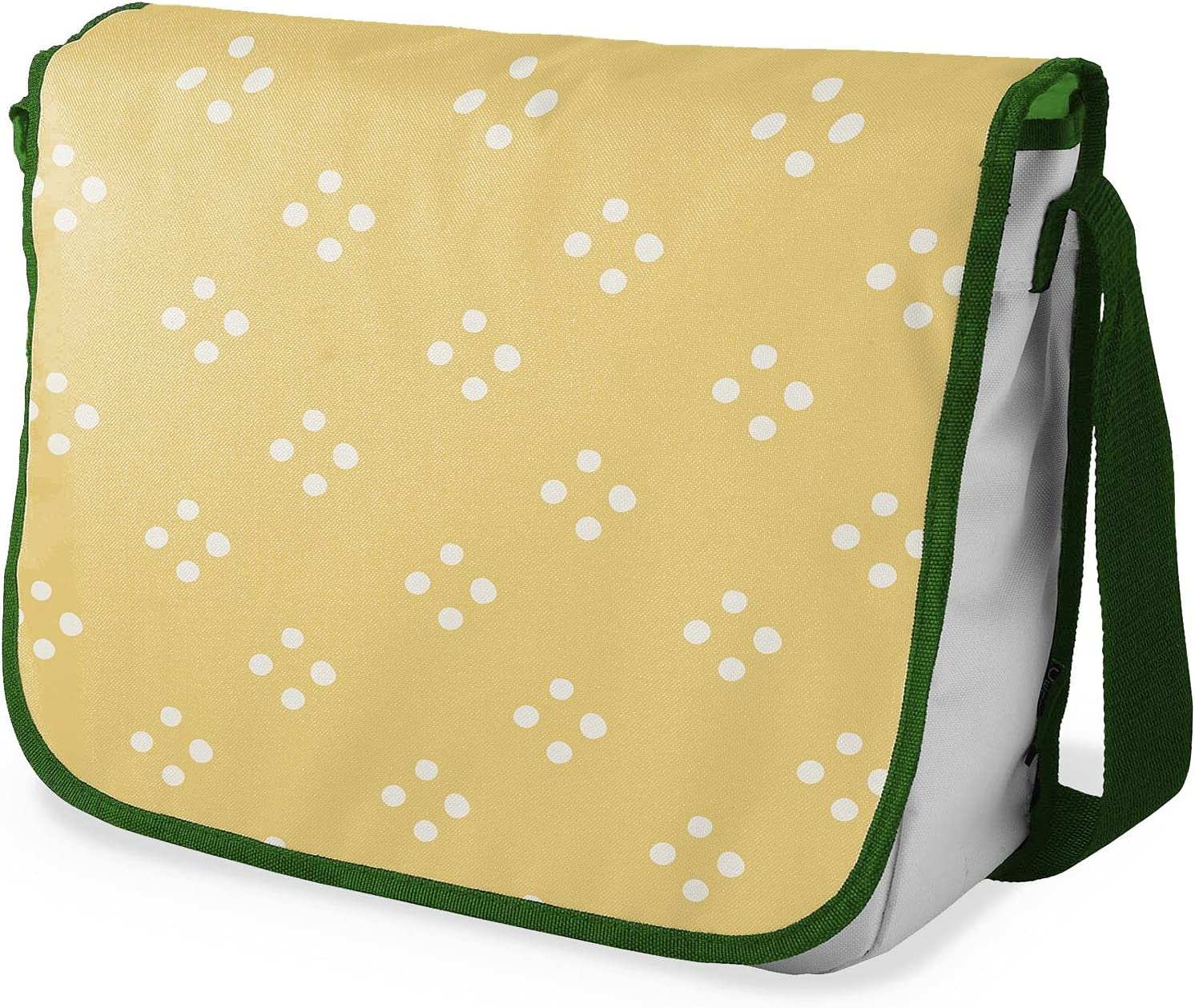 Bonamaison 4 White Dot Pattern Messenger School Bag w/ Khaki Strap RRP £16.74 CLEARANCE XL £10